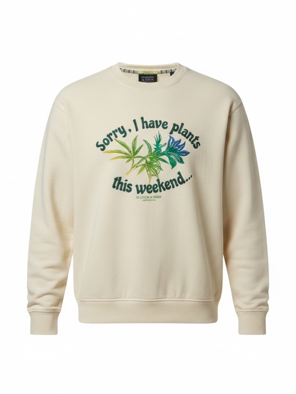 Scotch & Soda Graphic Sweatshirt – “Sorry, I Have Plans” – Cream – New With Tags
